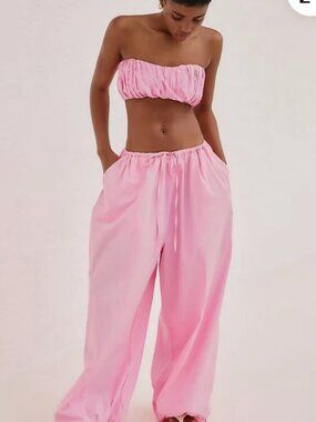 EUC Anthropologie Pink Drawstring Cargo Pants Size Medium